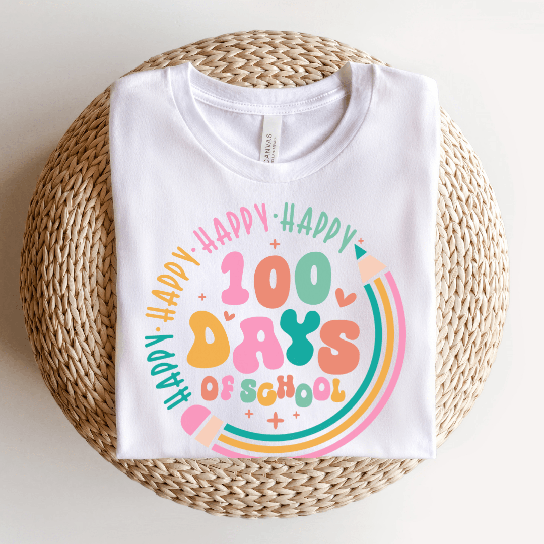 "100 Days of School" Cute Teacher T-shirt - Teacher Care Crate - T-Shirt