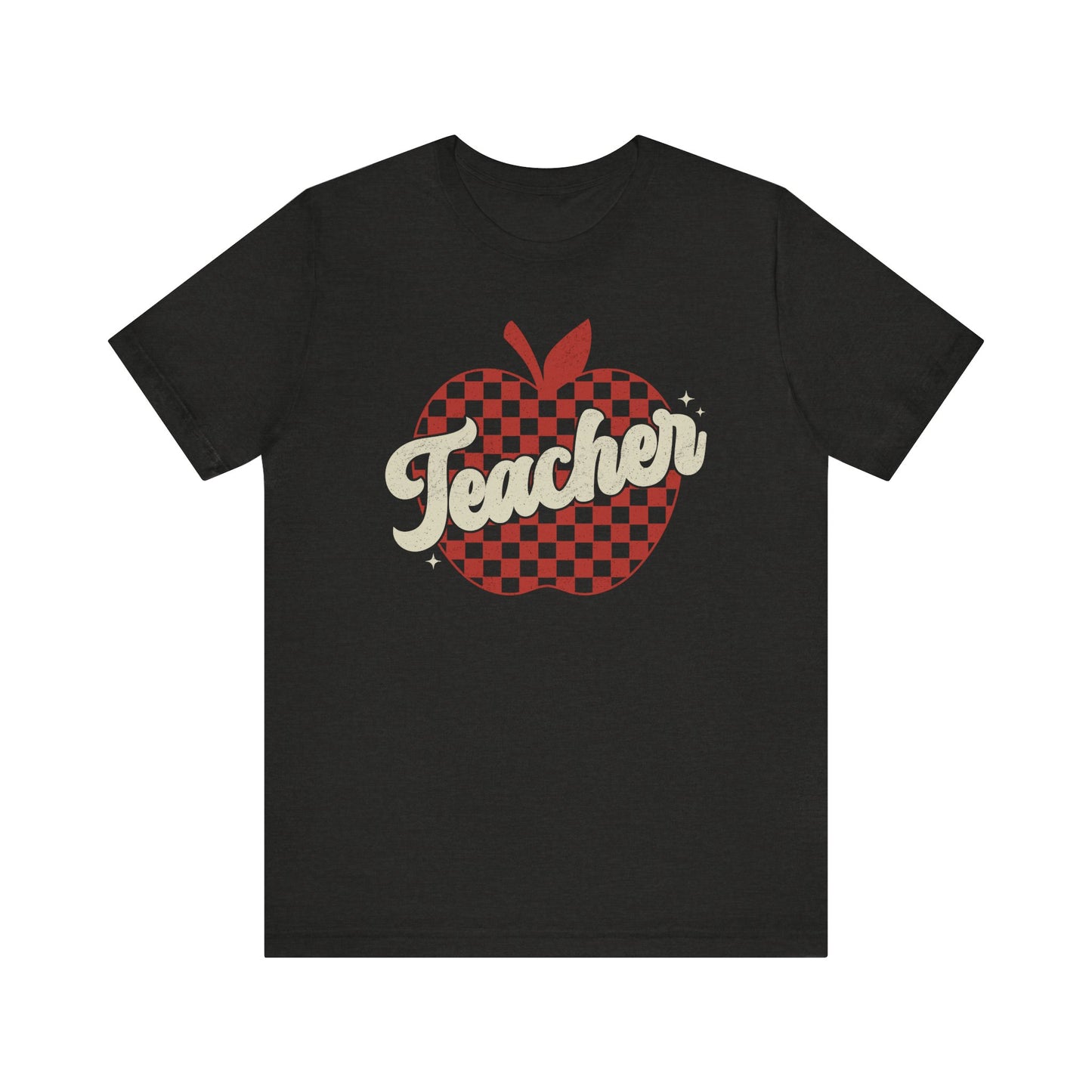 "Checkered Apple Teacher" Distressed Teacher T-shirt
