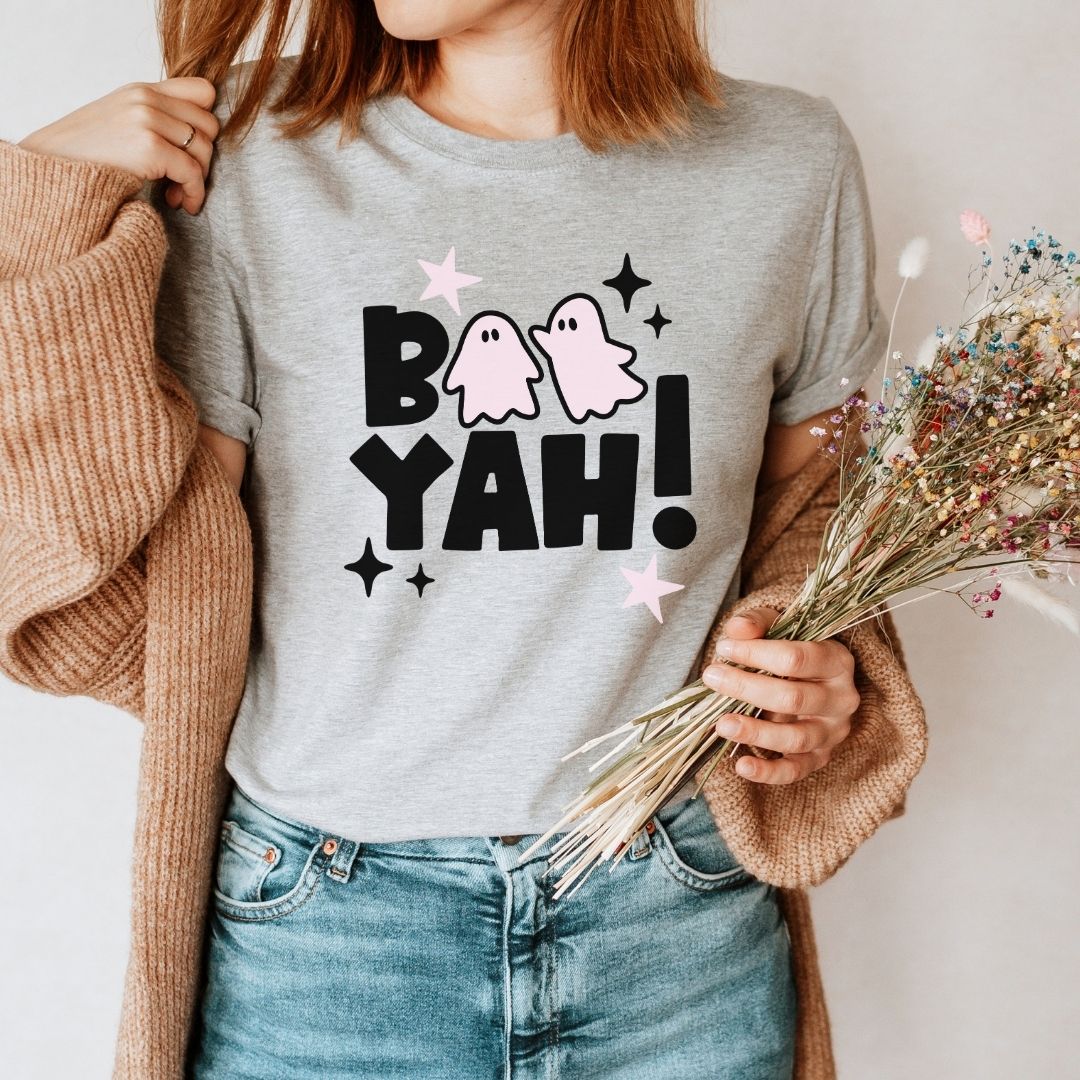 "Boo Yah!" Block Letter Halloween Teacher T-shirt