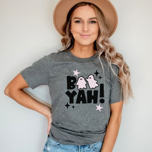 "Boo Yah!" Block Letter Halloween Teacher T-shirt