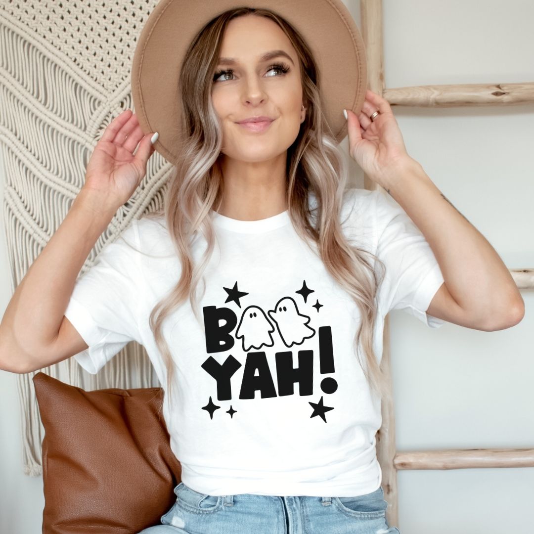 "Boo Yah!" Block Letter Halloween Teacher T-shirt