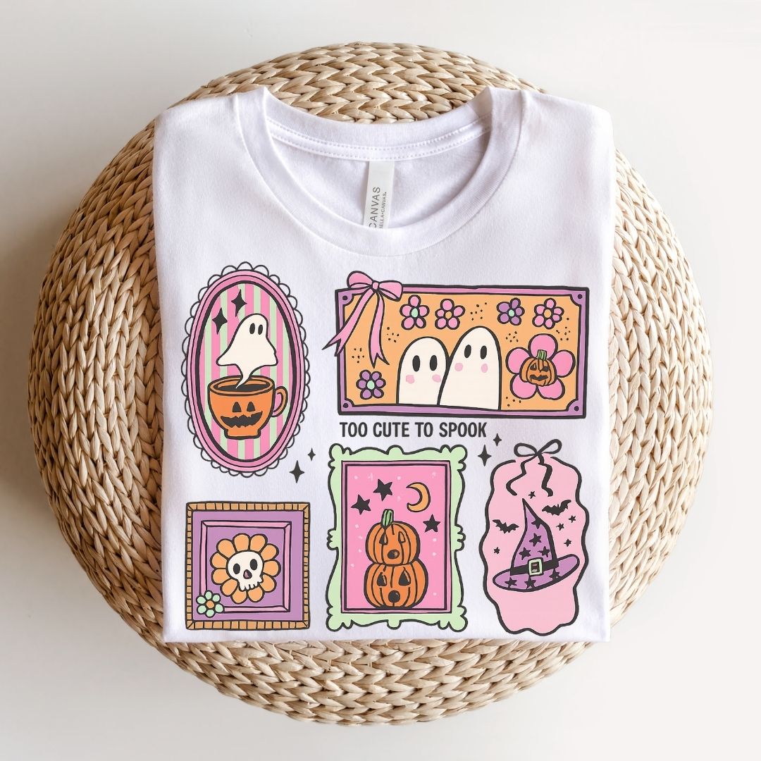 "Too Cute To Spook" Collage Halloween Teacher T-shirt