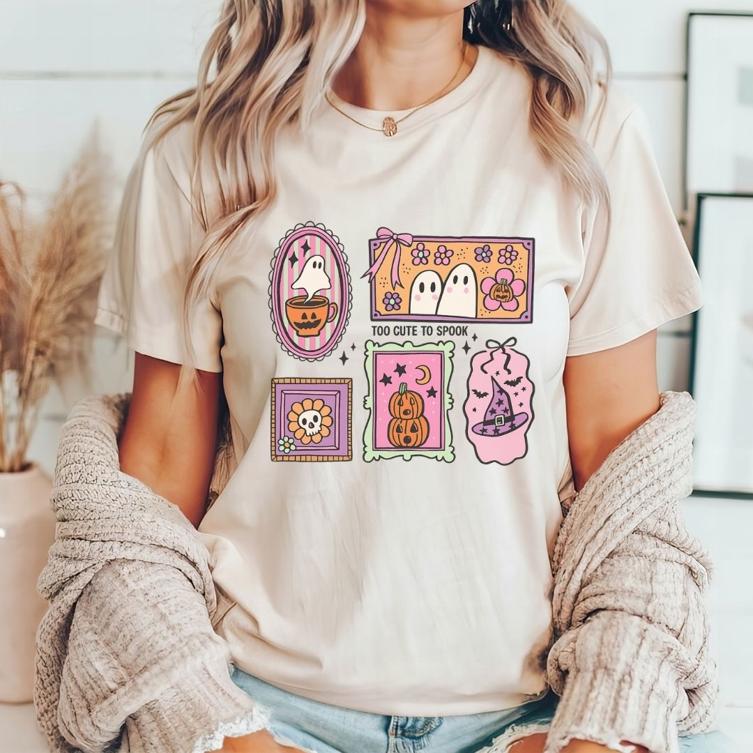 "Too Cute To Spook" Collage Halloween Teacher T-shirt