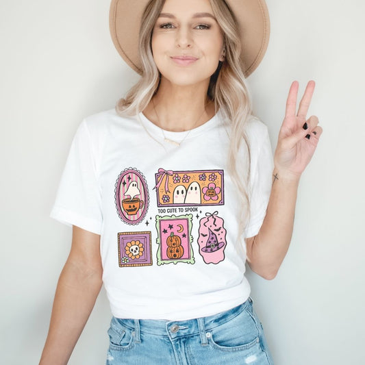 "Too Cute To Spook" Collage Halloween Teacher T-shirt
