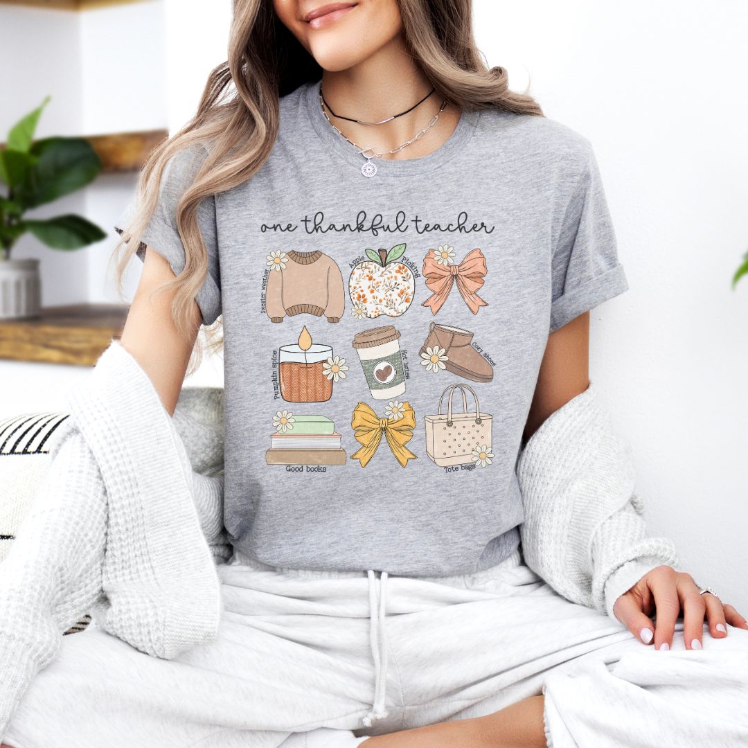 "One Thankful Teacher" Fall Things Teacher T-shirt