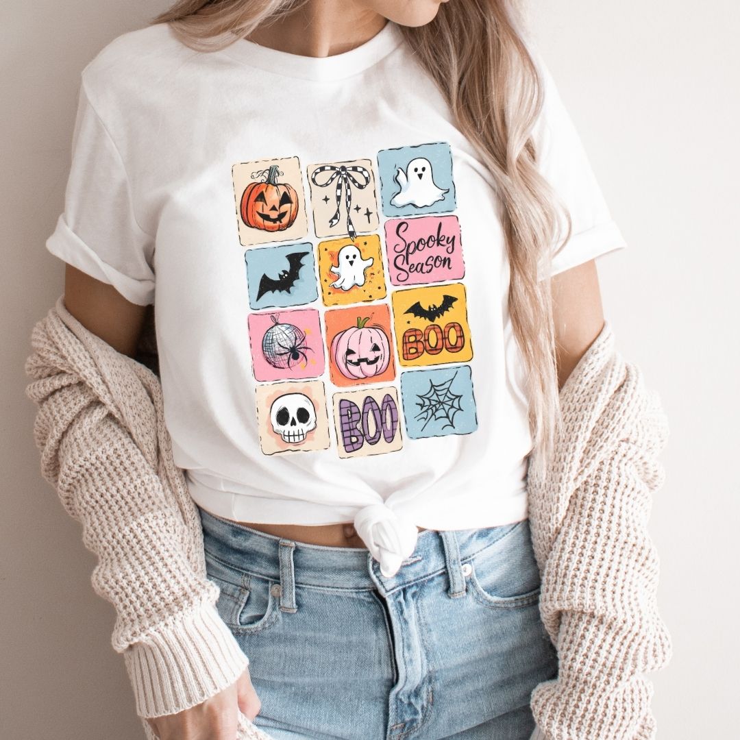 "Halloween Patchwork" Halloween Teacher T-shirt