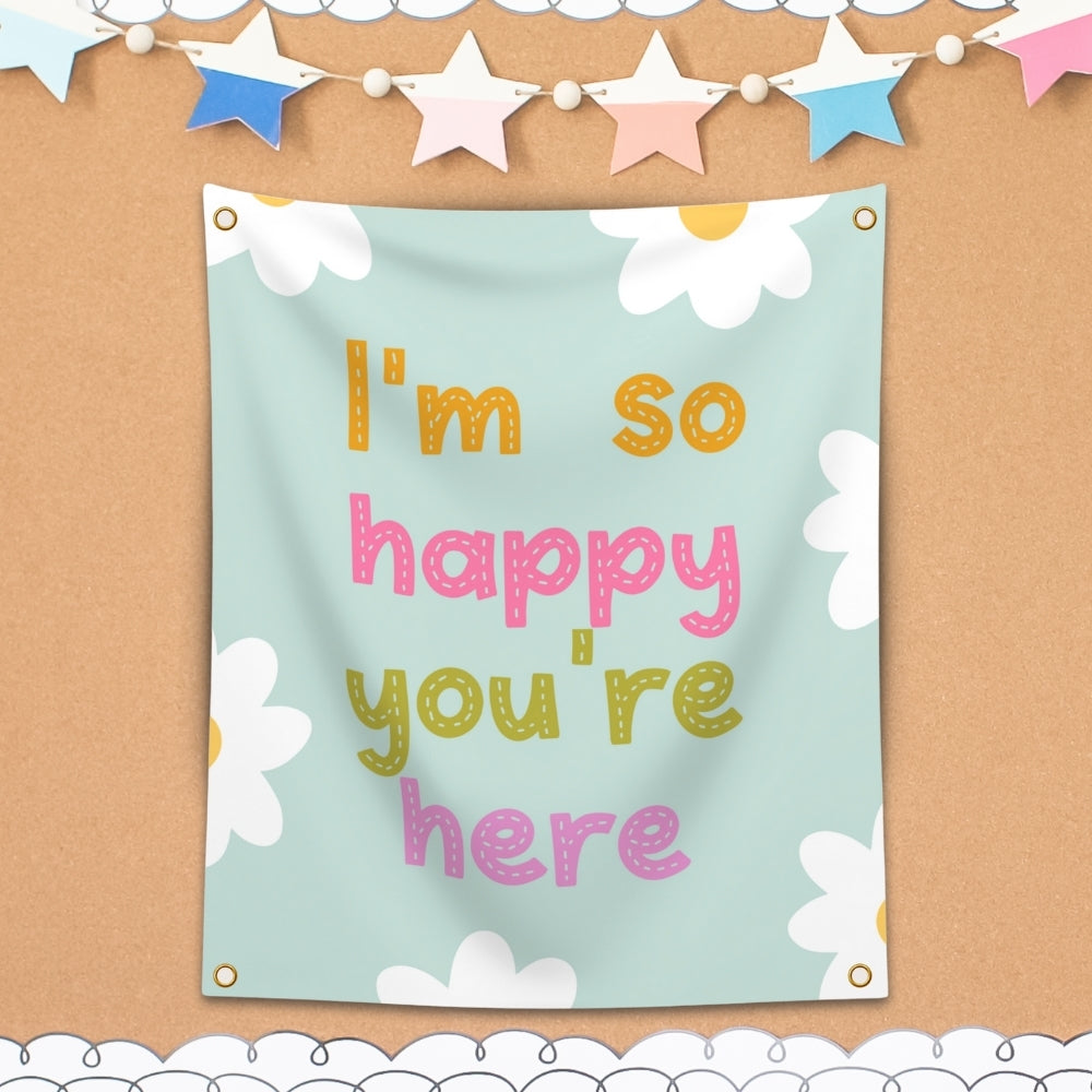 'So Happy You're Here' Hanging Tapestry