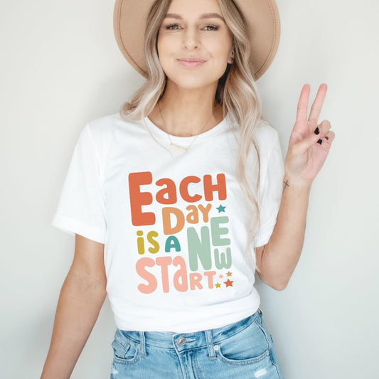 "Each Day is a New Start" Teacher T-shirt