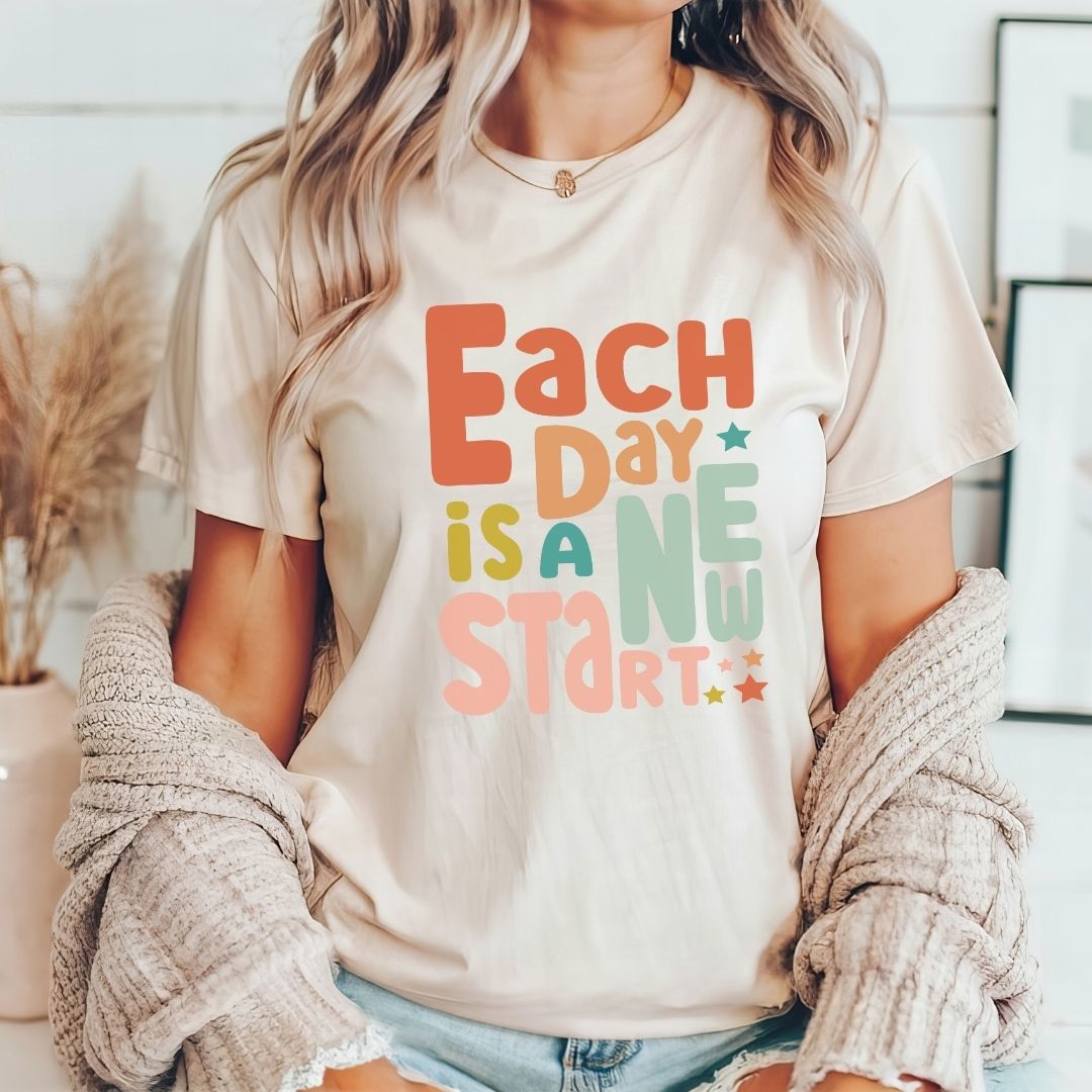 "Each Day is a New Start" Teacher T-shirt