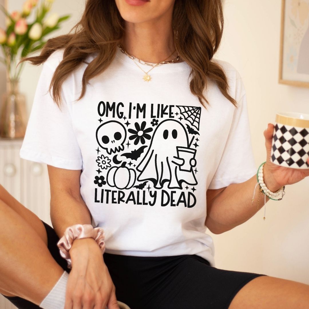 "OMG I'm Like Literally Dead" Square Halloween Teacher T-shirt