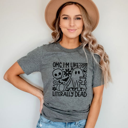 "OMG I'm Like Literally Dead" Square Halloween Teacher T-shirt