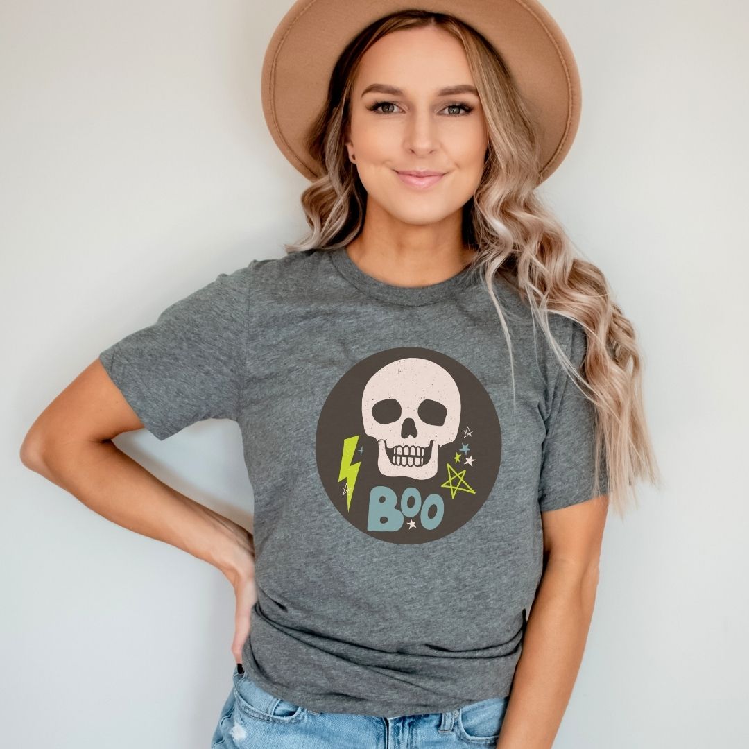 "Boo Circle Logo" Halloween Teacher T-shirt