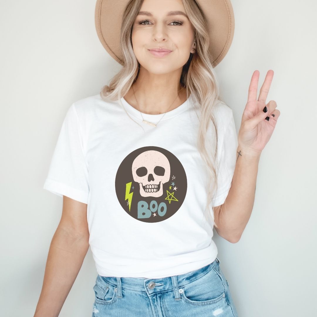 "Boo Circle Logo" Halloween Teacher T-shirt