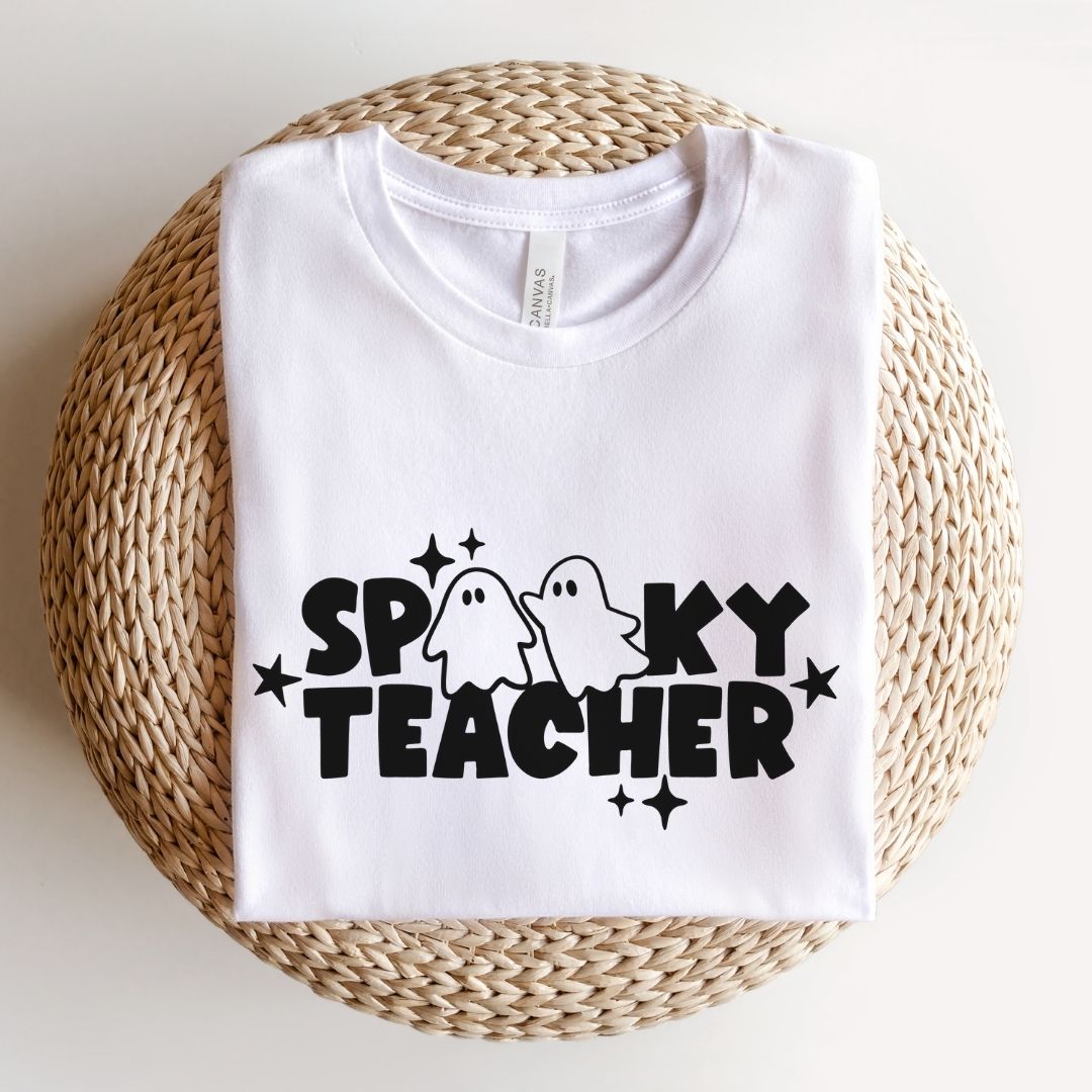 "Spooky Teacher" Block Letter Halloween Teacher T-shirt