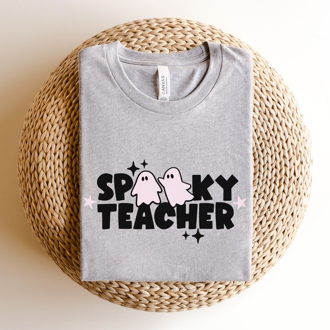 "Spooky Teacher" Block Letter Halloween Teacher T-shirt