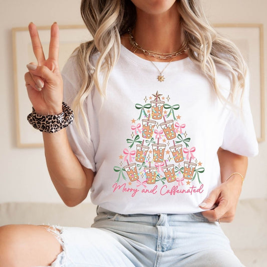 "Merry and Caffeinated" Teacher T-shirt