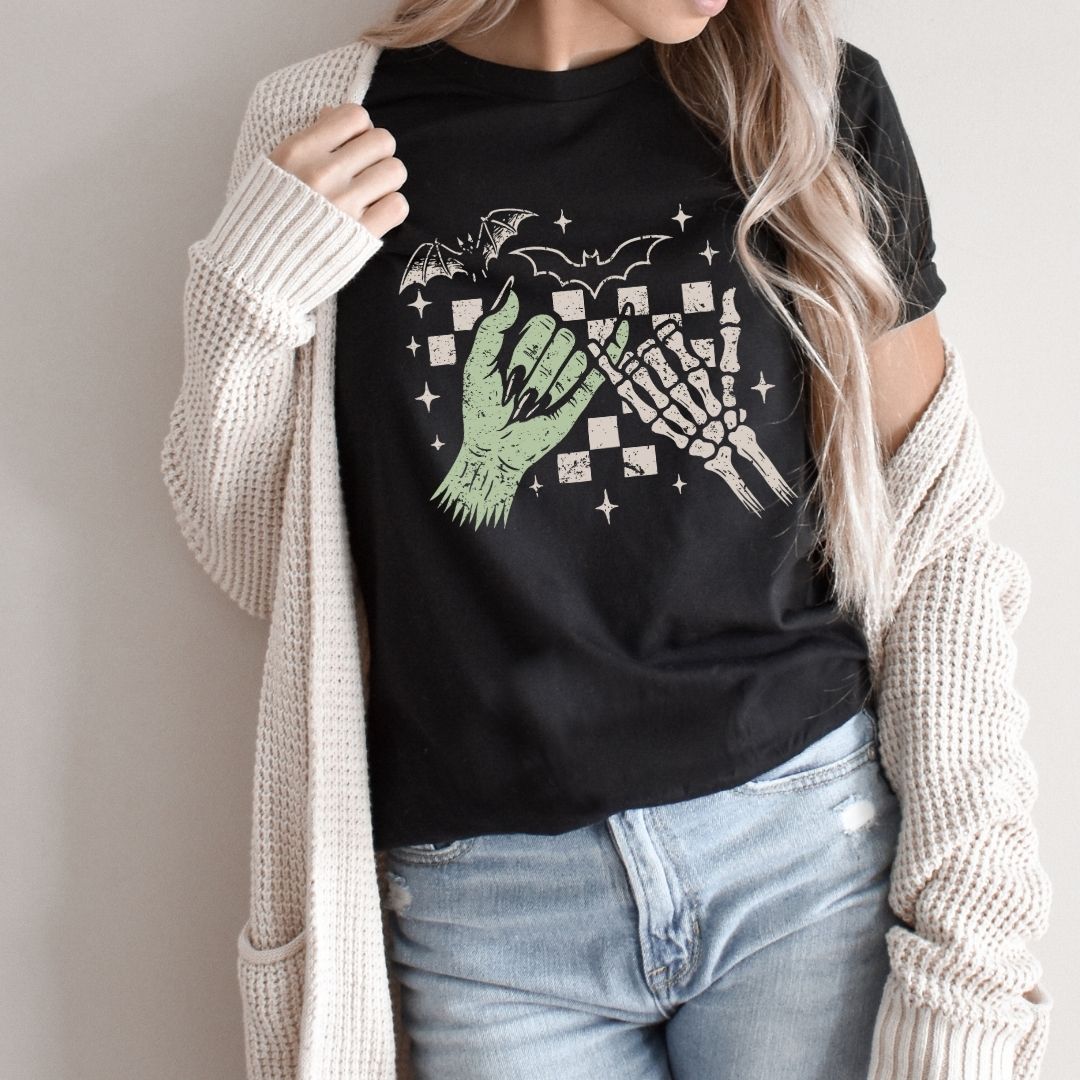 "Halloween Besties" Distressed Halloween Teacher T-shirt
