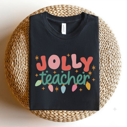 "Jolly Teacher" Festive Teacher T-shirt