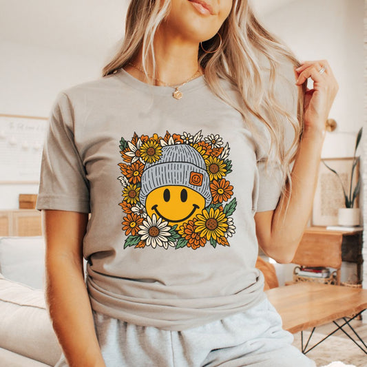 "Beanie Smiley" Fall Teacher T-shirt