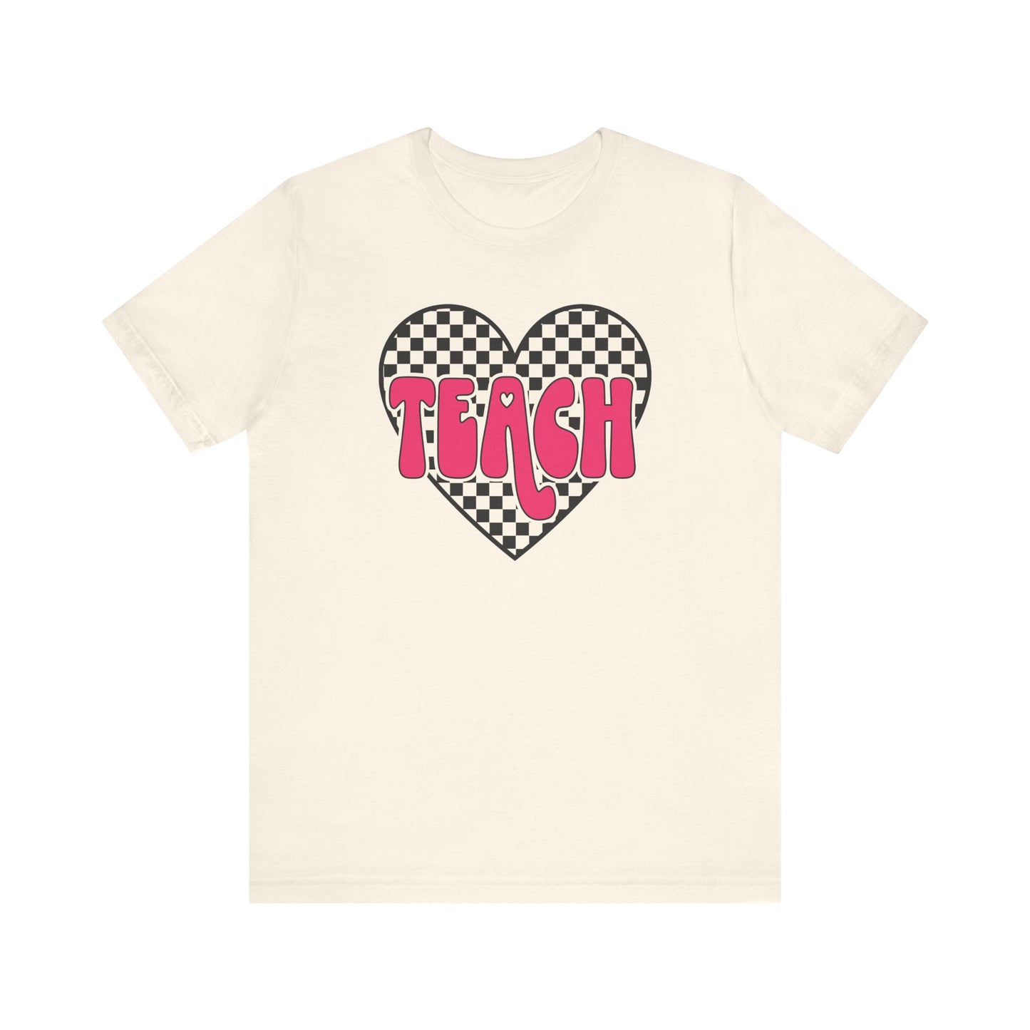 "Checkered Heart Teach" Teacher T-shirt