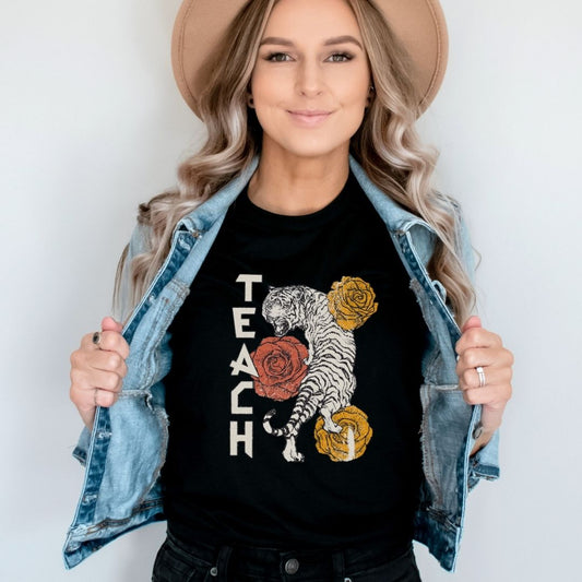 "Teach Tiger" Retro Teacher T-shirt
