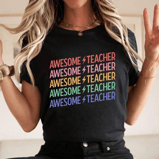 "Awesome Teacher" Retro Teacher T-shirt - Teacher Care Crate - T-Shirt