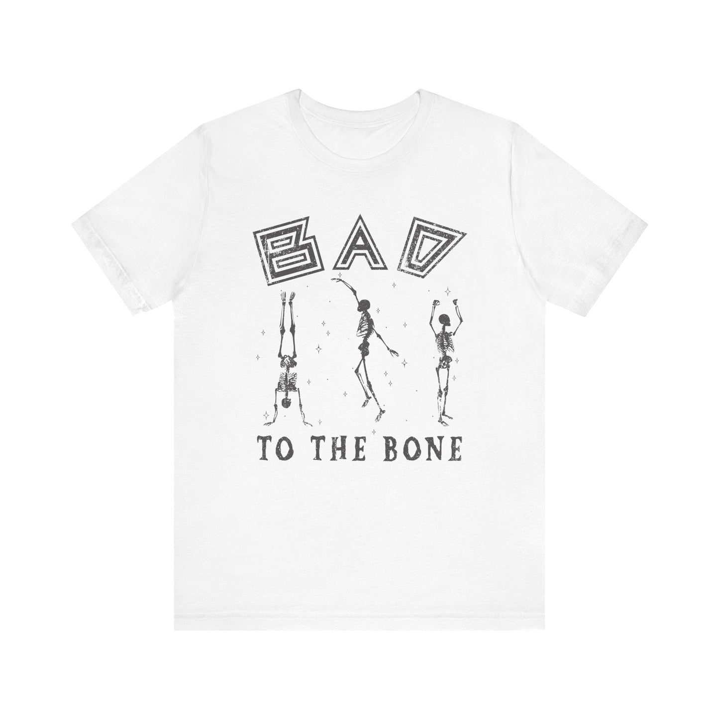 "Bad to the Bone" Distressed Halloween Teacher T-shirt - Teacher Care Crate - T-Shirt