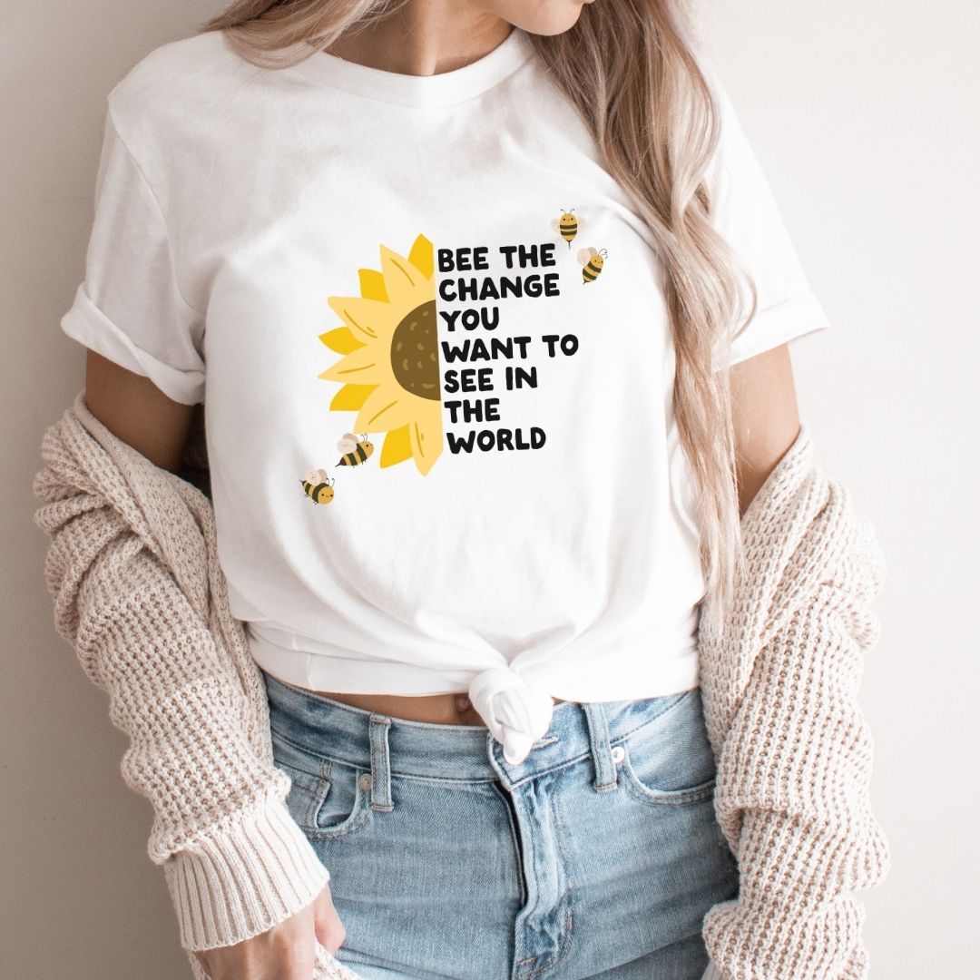 "Bee the Change" Sunflower Teacher T-shirt - Teacher Care Crate - T-Shirt
