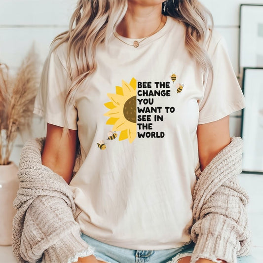 "Bee the Change" Sunflower Teacher T-shirt - Teacher Care Crate - T-Shirt
