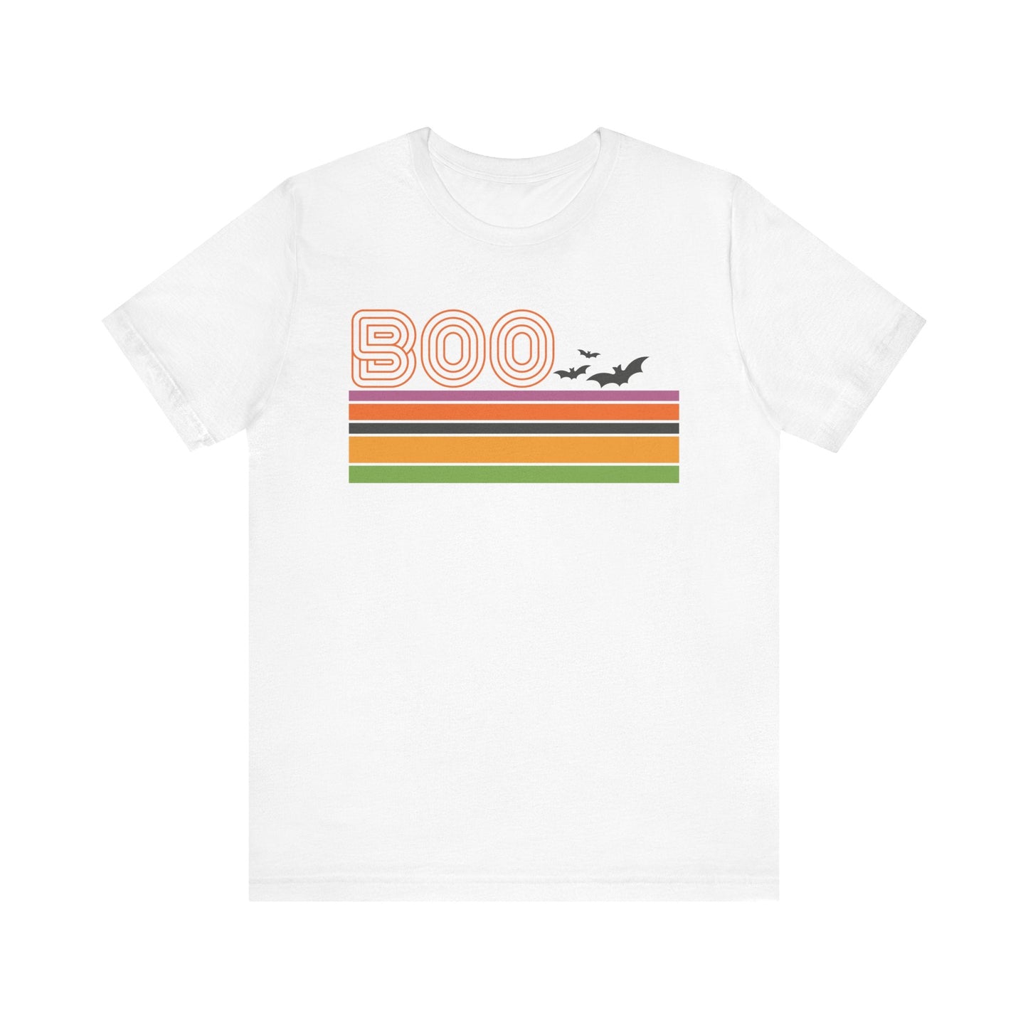 "Boo Retro Striped" Halloween Teacher T-shirt - Teacher Care Crate - T-Shirt
