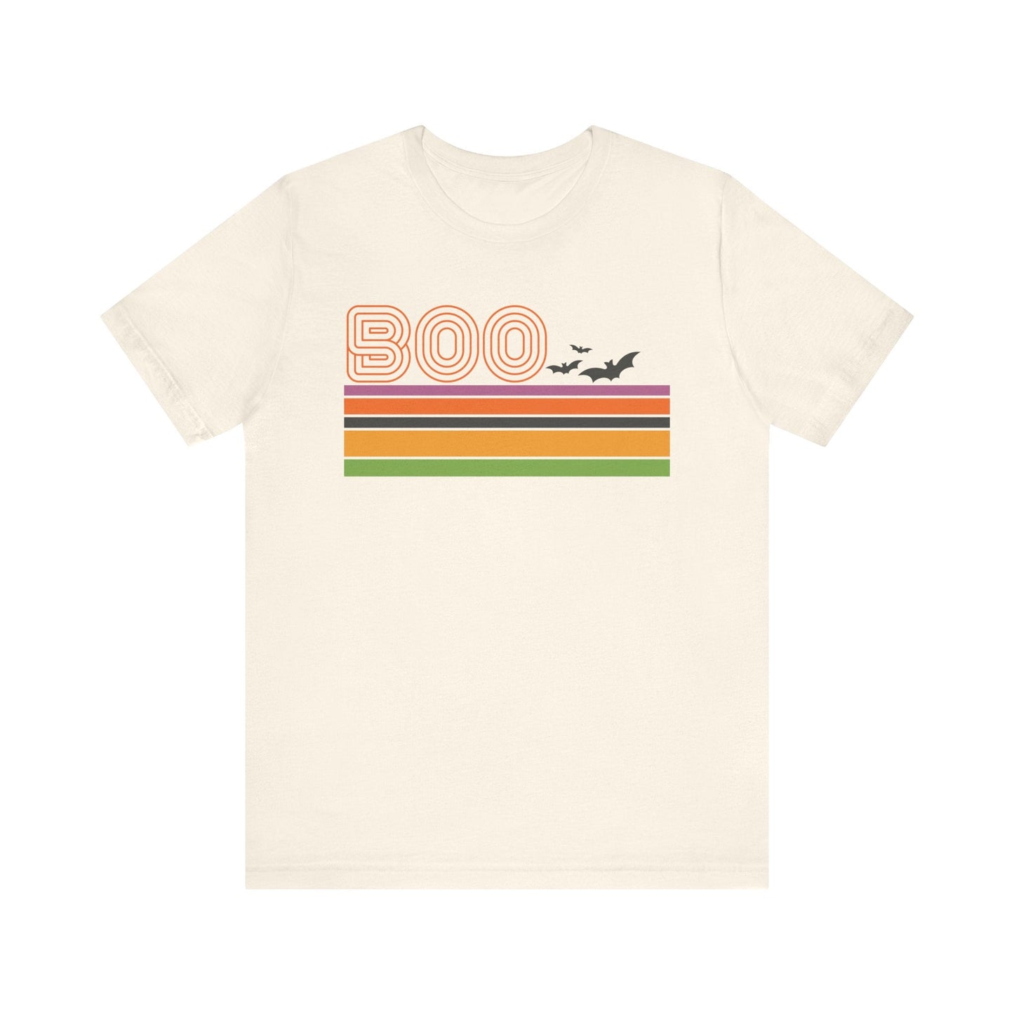 "Boo Retro Striped" Halloween Teacher T-shirt - Teacher Care Crate - T-Shirt