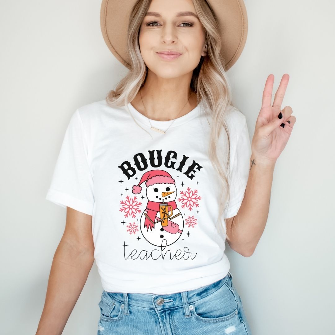 "Bougie Teacher" Holiday Teacher T-shirt - Teacher Care Crate - T-Shirt