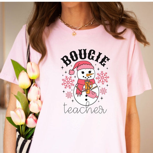 "Bougie Teacher" Holiday Teacher T-shirt - Teacher Care Crate - T-Shirt