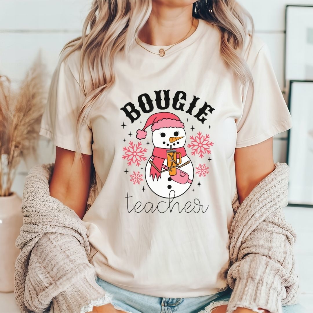 "Bougie Teacher" Holiday Teacher T-shirt - Teacher Care Crate - T-Shirt