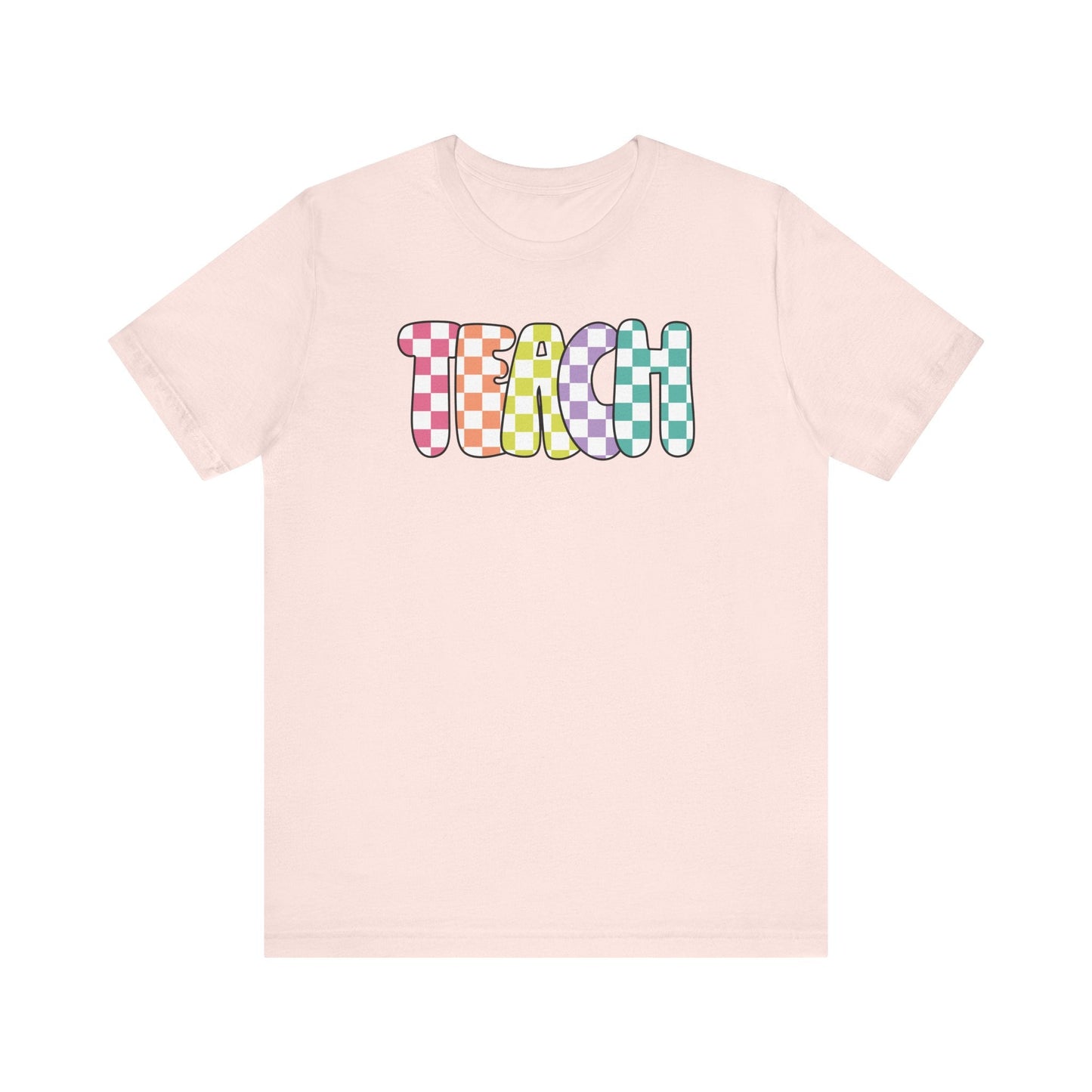 "Checkered Colorful Teach" Teacher T-shirt - Teacher Care Crate - T-Shirt