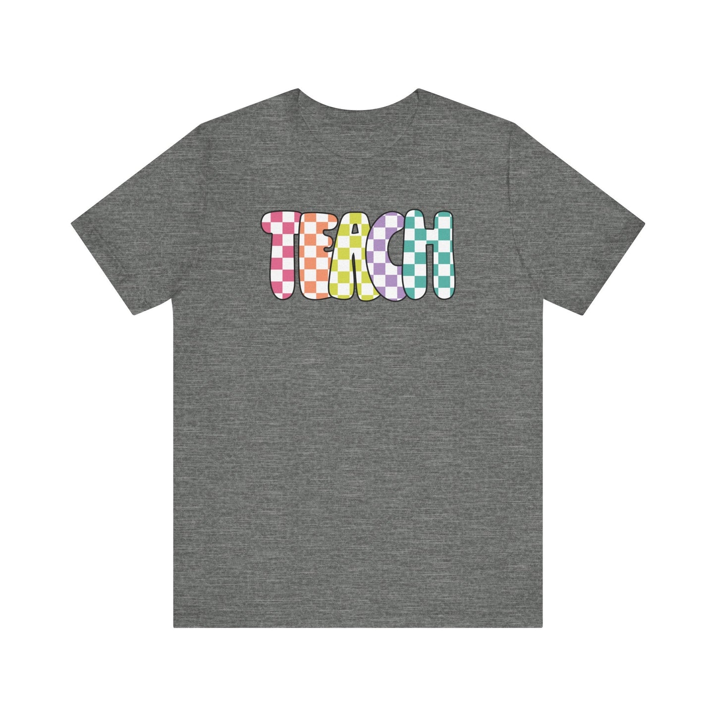"Checkered Colorful Teach" Teacher T-shirt - Teacher Care Crate - T-Shirt