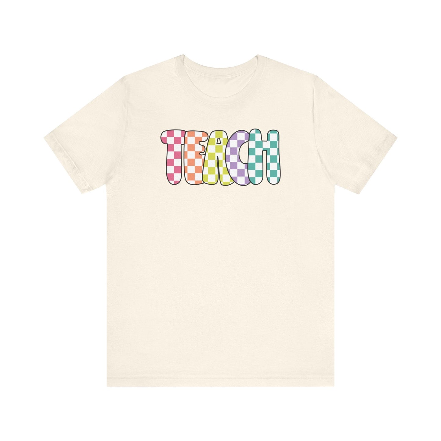 "Checkered Colorful Teach" Teacher T-shirt - Teacher Care Crate - T-Shirt