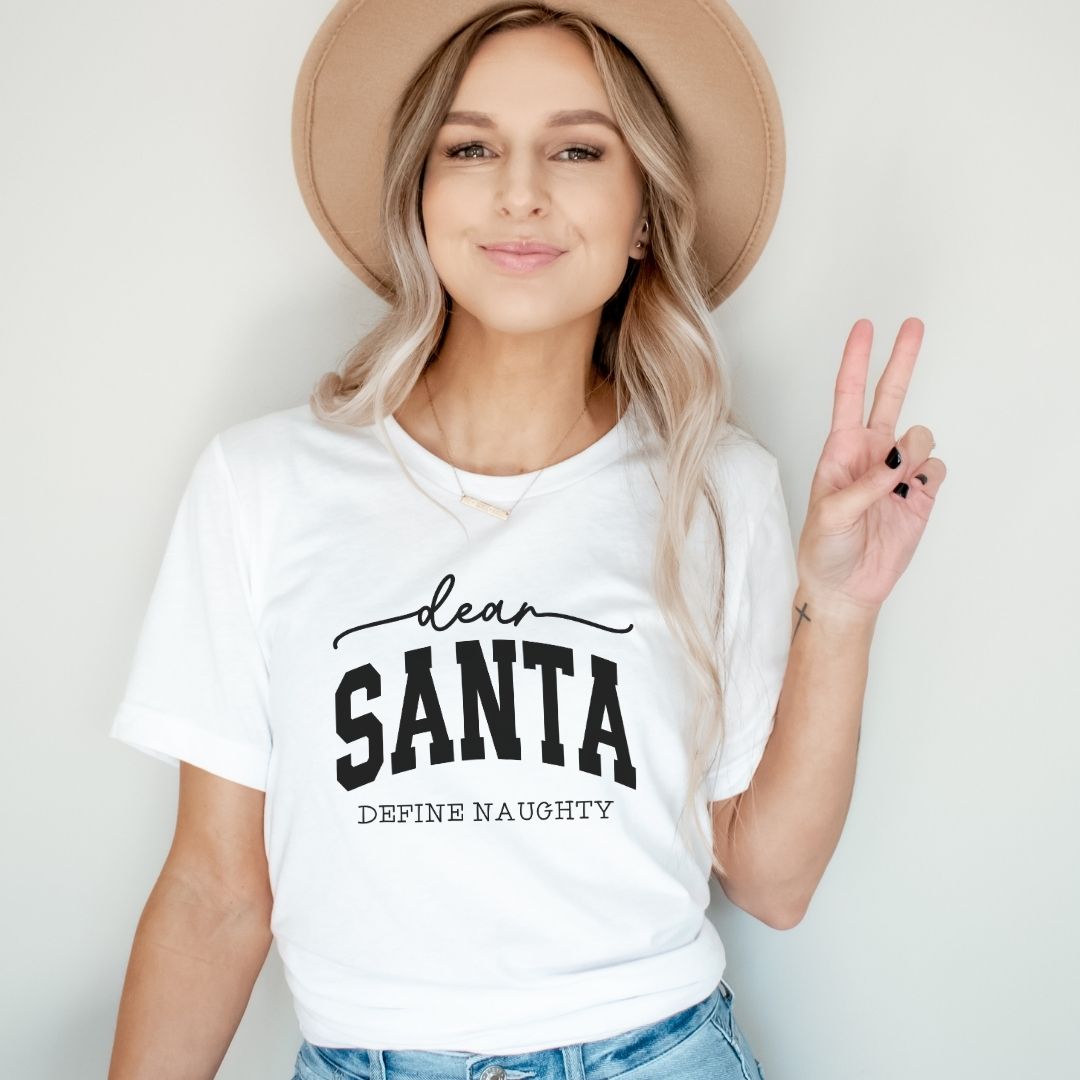 "Dear Santa, Define Naughty" Holiday Teacher T-shirt - Teacher Care Crate - T-Shirt