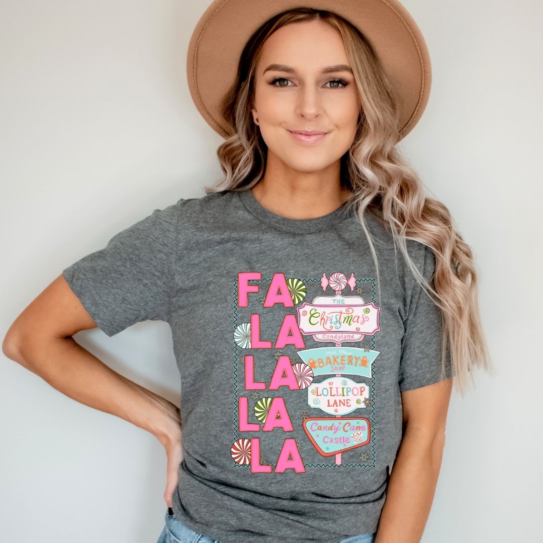 "Fa La La La" Christmas Signs Teacher T-shirt - Teacher Care Crate - T-Shirt