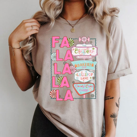 "Fa La La La" Christmas Signs Teacher T-shirt - Teacher Care Crate - T-Shirt