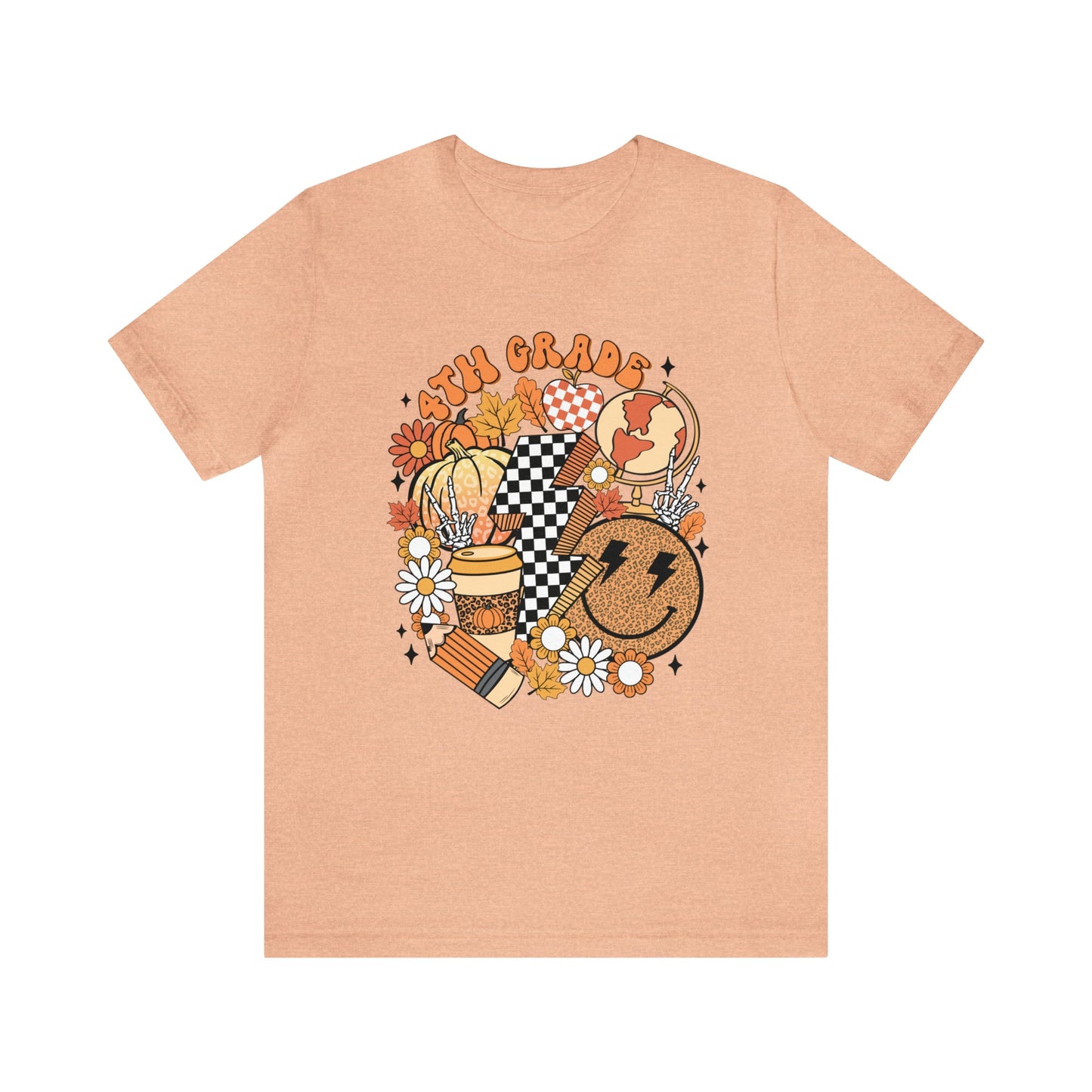 "Fall Retro 4th" Grade Level Teacher T-shirt - Teacher Care Crate - T-Shirt