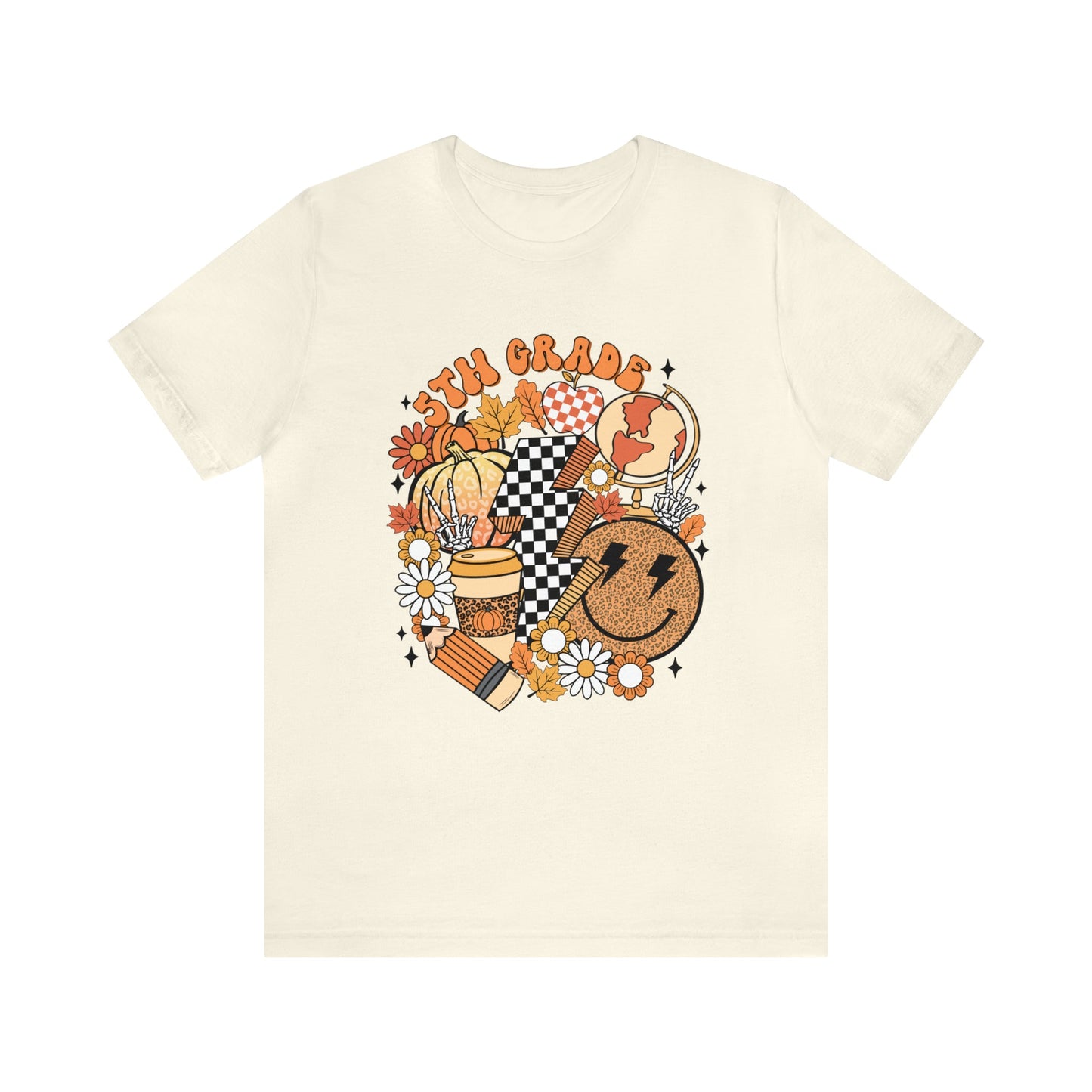 "Fall Retro 5th" Grade Level Teacher T-shirt - Teacher Care Crate - T-Shirt
