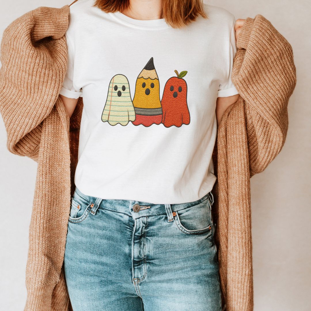 "Faux Embroidery Ghosts" Teacher T-shirt - Teacher Care Crate - T-Shirt