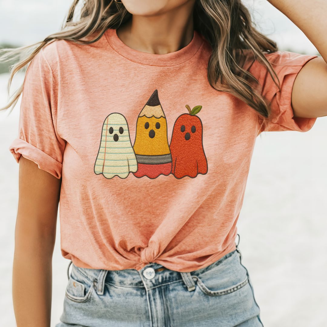 "Faux Embroidery Ghosts" Teacher T-shirt - Teacher Care Crate - T-Shirt