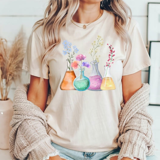 "Flowers in Flasks" Science Teacher T-shirt - Teacher Care Crate - T-Shirt