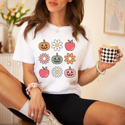 "Flowers & Jack - o - Lanterns" Teacher T-shirt - Teacher Care Crate - T-Shirt