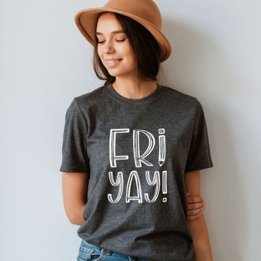 "Fri - Yay" White Teacher T-shirt - Teacher Care Crate - T-Shirt