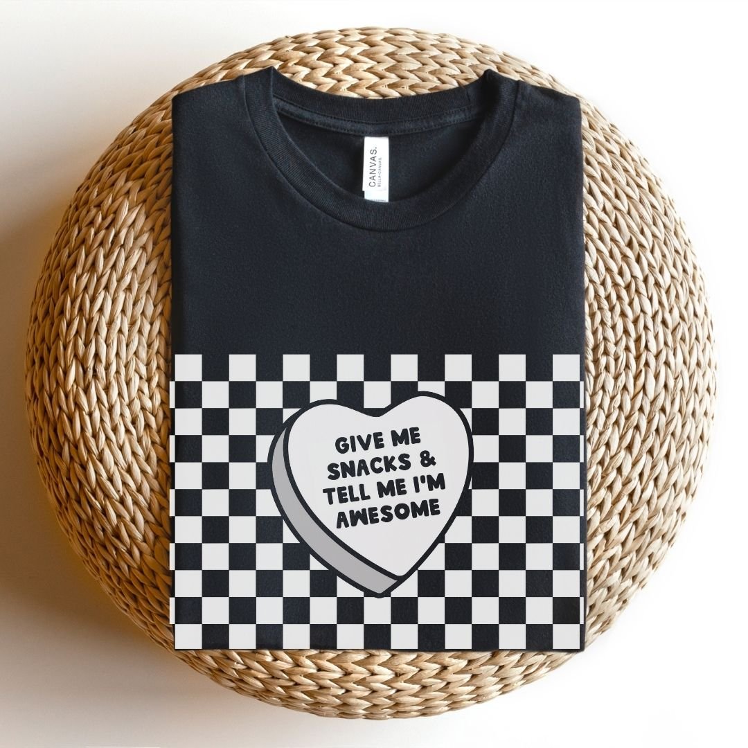 "Give Me Snacks & Tell Me I'm Awesome" Valentine's Teacher T-shirt - Teacher Care Crate - T-Shirt