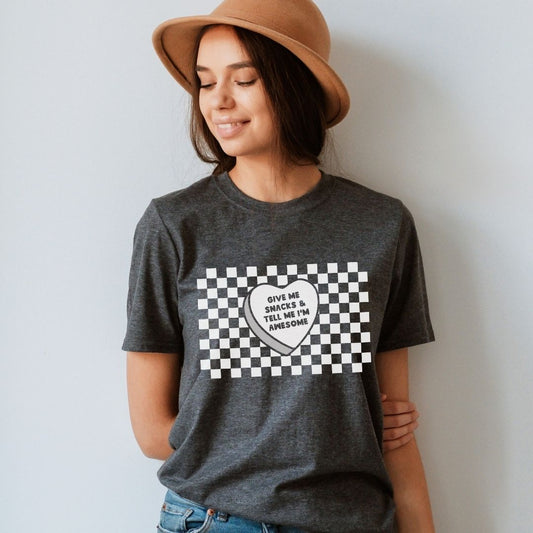 "Give Me Snacks & Tell Me I'm Awesome" Valentine's Teacher T-shirt - Teacher Care Crate - T-Shirt