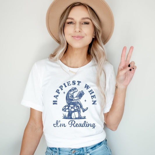 "Happiest When I'm Reading" Teacher T-Shirt - Teacher Care Crate - T-Shirt